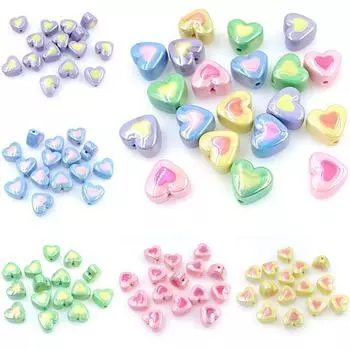 10Pcs Fashion Loose Beads Two Color Light Color Series Jewelry Accessories Handmade Earrings Material 3D UV Plated DIY Bracelets Necklace Making 10Pcs about 17*16mm синий