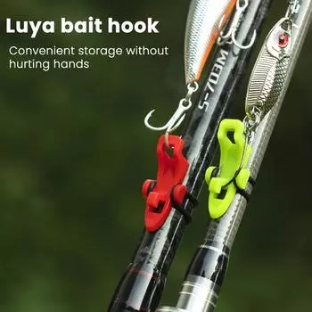 10Pcs Fishing Lure Hook Holder with Rubber Rings Universal Fishing Rod Bait красный