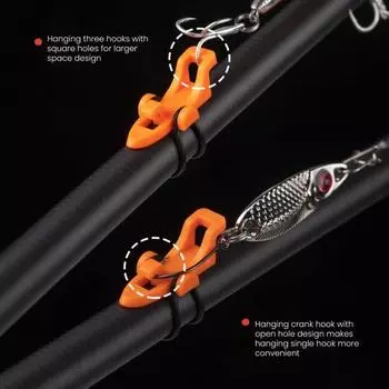 10Pcs Fishing Lure Hook Holder with Rubber Rings Universal Fishing Rod Bait Fishook красный