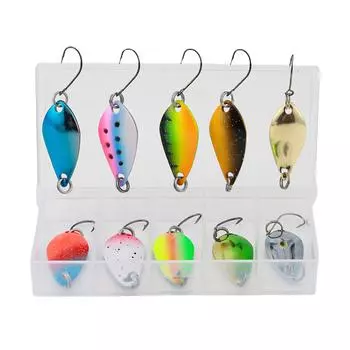10Pcs Fishing Spoons Lures Single Hook Set Spoons Hard Fishing Lures Metal Fishing Lures Fishing Sequins Lures Baits B