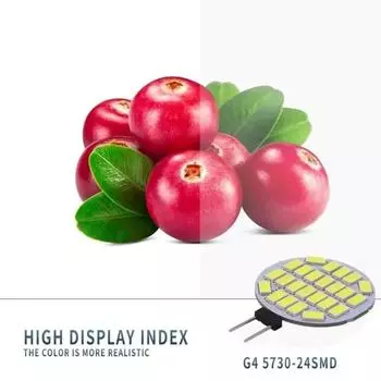 10Pcs G4 24Leds Round Spotlight 5730 No Flicker 12V/24V Range Hood Boat Light LED G4 Bulb Replace Halogen Lamp HighBrightness Cold White 6500K