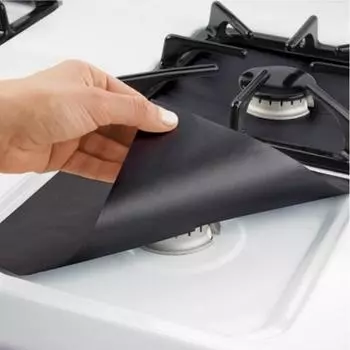 10pcs Gas stove mat, stove protection mat, high-temperature resistant gas stove oil proof mat, anti fouling mat, cleaning mat чёрный