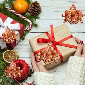 10 шт. Пряничные человечки, украшения, 3 дюйма, акриловые, подвесные украшения, рождественские фигурки кукол 2D