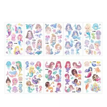 10pcs Glittering Tattoo Sticker Animal Shape Waterproof Glitter Temporary Tattoo Patch for Children