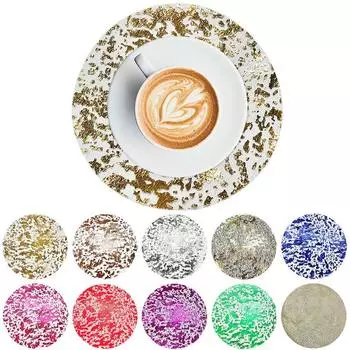 10pcs Gold Placemats Set 13 Inch Round Gold Foil Mesh Pressed Table Mates for Home Decoration Dining Table Party Supplies 33cm