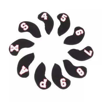 10Pcs Golf Iron Headcover Waterproof Head Cover Golfer Protection 4-9,A~X Black Red