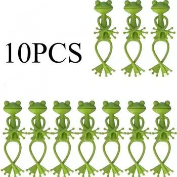 10PCS green frog plant racks,cute and stable PP plant supports, for small potted plants and granulation plants, perfect for garden decorations
