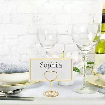 10pcs Heart Shape Metal Card Holders Stand Photo Number Name Clip Wedding Decoration Table Holder Place Card Memo Message Clips