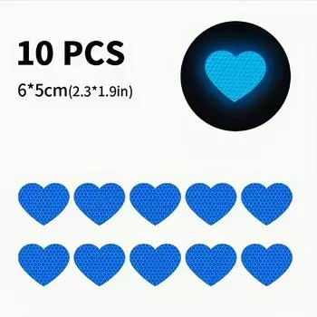 10pcs Heartbeat Reflective Decals, Self-Adhesive Vinyl Stickers for Car, Motorcycle, Helmet - Durable and Waterproof