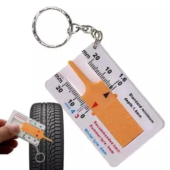 10pcs High Precision Tire Tread Depth Gauge Convenient Tread Thickness Ruler Professional Blue-without keychain
