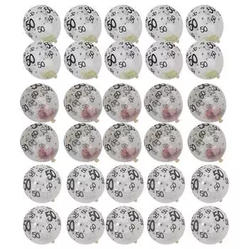 10Pcs Latex Transparent Balloon with Nnumber 50 Pattern for Birthday Party Wedding Anniversary Decor rose gold sequin