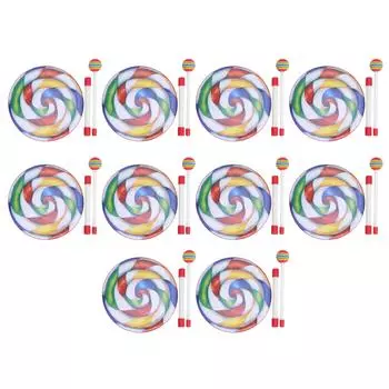 10 шт. барабан в форме леденца 8 дюймов детский тамбурин набор красочный молоток музыкальный ритм инструмент