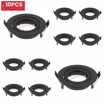 10PCS/LOT Adjustable LED Recessed Downlight Fittings GU10 MR16 Bulb Lamp Fixture Led Downlight Frame Aluminum Black Recessed
