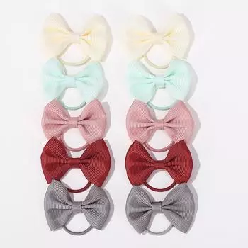 10Pcs/lot Mini Bows Elastic Nylon Ponytail Holder Rope for Baby Girls Lovely Grosgrain Rubber Hair Bands Kids Hair Accessories