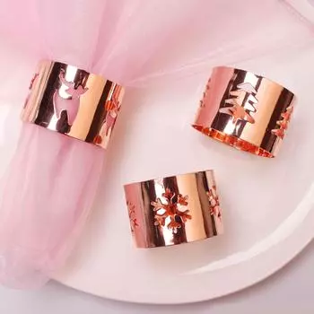 10pcs/lot Snowflake Napkin Circle Christmas Tree Napkin Ring Fawn Metal Napkin Buckle Wedding Holiday Party Decoration