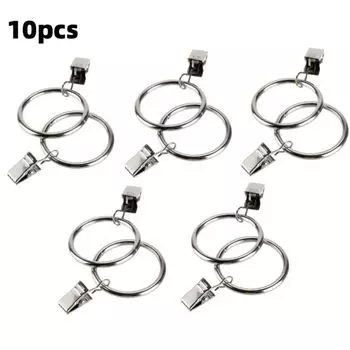 10pcs Metal Curtain Rings Clips Curtain Rods Curtain Rings Buckles Decoration Clothes Clip Home silver-3.0X32mm