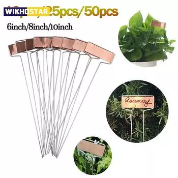 10 шт. металлических колышков для этикеток для растений 6/8/10 дюймов, медные бирки для растений, вставки, знаки, устойчивые к атмосферным воздействиям, маркировка для садоводства, цветов, трав, маркеров 6 inch