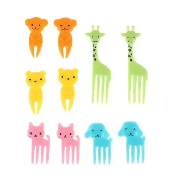10pcs Mini Animal Cartoon Food Picks Children Snack Cake Dessert Fruit Forks