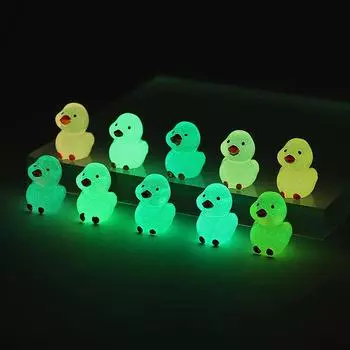 10Pcs Mini Luminous Resin Ducks Glow in The Dark Miniature Ornament Tiny Ducks For DIY Garden Dollhouse Duck Accessories