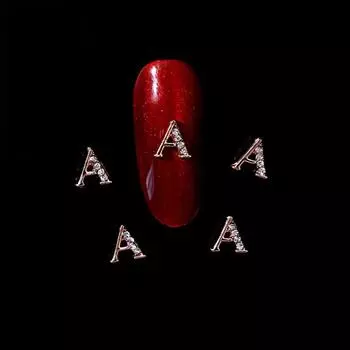 10 шт., трехмерные сияющие буквы для нейл-арта, выдолбленные, сделай сам, золотые стразы для ногтей в виде 26 букв алфавита L