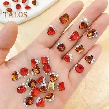 10 шт., украшение со стразами для дизайна ногтей, 3D сердце/квадратный искусственный кристалл, Шарм, украшения для ногтей своими руками, чехол для телефона, декоративные аксессуары, принадлежности для маникюра G