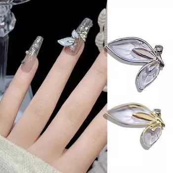 10Pcs Nail Fadeless Decors Rhinestone Inlaid Art Anti-oxidant Fall-resistance DIY Angel Wings A