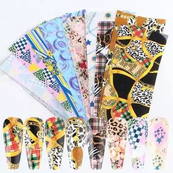 10 шт., наклейки для ногтей, наклейки в клетку, граффити с животными, аксессуары для маникюра