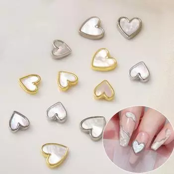 10 шт. Украшения для ногтей Изысканная форма 3D визуальный эффект Яркий цвет Легко наносить Акриловое Сердце любви золотистый