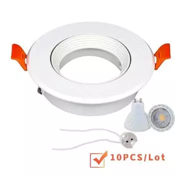 10PCS New Led Spot Light Housing Cover Round Embedded Angle Adjustable GU10 MR16 GU5.3 Anti-glaring Downlight Frame