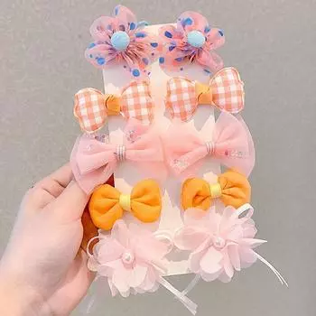 10pcs New Princess Super Fairy Bow Hair Clip Fabric Flower Hair Clip Children s Hair Accessories BB Clip Girls Hairband Clip