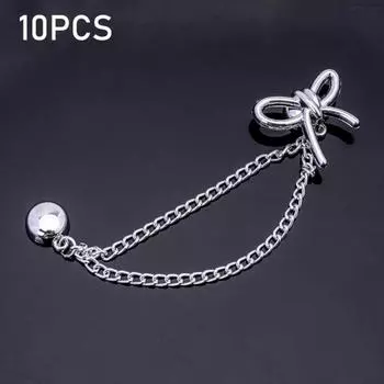 10pcs Non-hole Magnetic Clothing Clip Zinc Zinc Alloy Tassel Chain Cuff-link Shorten Trouser Clip Scarf 10Pcs Bow