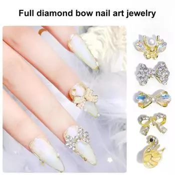 10 шт./упак. Декоративные украшения для маникюра, легко наносимые, аксессуары для дизайна ногтей из сплава, бант, стразы для личного использования 7