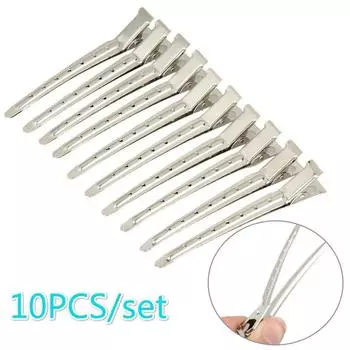 10PCS Partition Hair Clip Spring Hairdressing Tools For Girls Stainless Steel Duckbill Clip Type Styling Accessories A