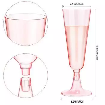 10 шт. розовые бокалы для шампанского, одноразовые пластиковые бокалы, бокалы для свадьбы, дня рождения, вечеринки, бара, напитка, красного вина, мороженого