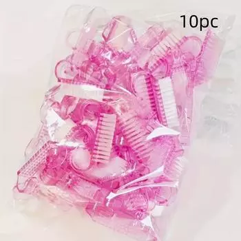 10pcs Pink Crystal Nail Brushes - Professional Manicure Tools for Cleaning and Dusting Nails, Unscented, Ideal for Nail Salons and Home Use 10 Pcs