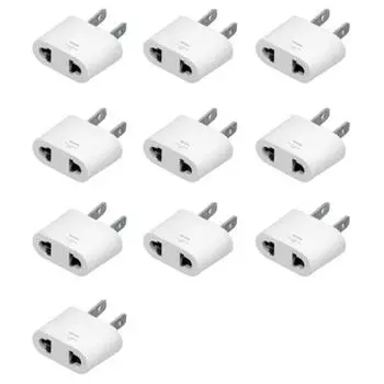 10Pcs Plug Adapter 125 10A 1000W White Universal Travel Power Converter