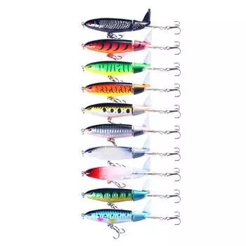 10Pcs Propeller Baits Topwater Fishing Lures Artificial Baits Hard Crankbait Rotating Tail for Saltwater & Freshwaters S