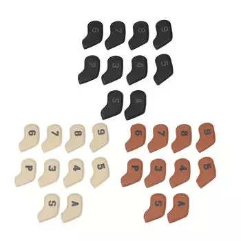 10PCS Protective Covers Waterproof PU Material Putter Headcover Guard Set for Outdoor Beige