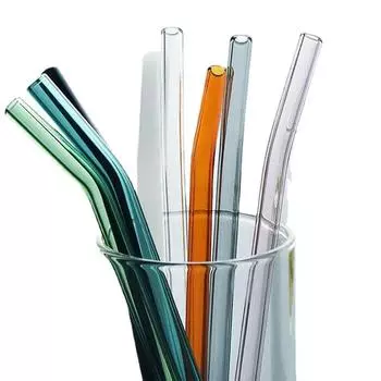 10Pcs Reusable Drinking Straw 12mm Glass Straws Eco-friendly High Borosilicate Glass Straw Colorful Tube Party Bar Drinkware