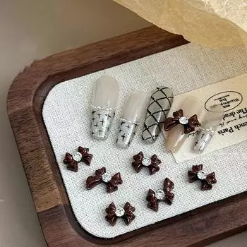 10 шт. Лента смоляные банты части ногтей подвески бант стразы ювелирные изделия 10-13 мм аксессуар для маникюра своими руками декор A2