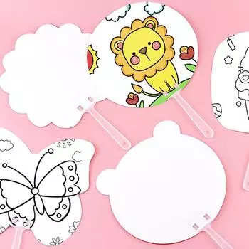 10pcs Round Hand Fan Blank DIY Chinese Hand Fan Stage Performance Hand Fan Wall Decoration For DIY Craft Make Hand Graffiti Fan