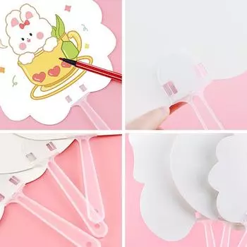 10Pcs Round Hand Fan Blank Diy Chinese Hand Fan Stage Performance Hand Fan Wall Decoration For Diy Craft Make Hand Graffiti Fan A3