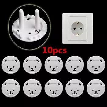 10pcs Safety Outlet Covers - Electric Shock Protection Plug Protectors with Cute Bear Design, Easy Install, No Tools Needed, for Home & Office 10pcs
