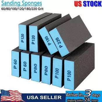 10PCS Sanding Block Washable and Reusable Sanding Sponge For Wood Drywall Metal Glasses Coarse 60-220 Grit Sandpaper Block 10pcs