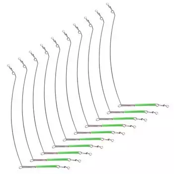 10pcs Sea Fishing Balance Steel Wire Saltwater Fishing Rigs Connector with Spring Swivel Fishing Tackle Tool 20/30/40cm 20CM