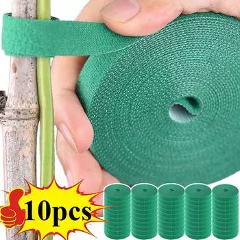 10 шт. самоклеящиеся нейлоновые кабельные стяжки для растений, зеленые, регулируемые, крючки-петли для растений, садовые шпагаты, многоразовые ленты-фиксаторы 10mm*1m-1pcs