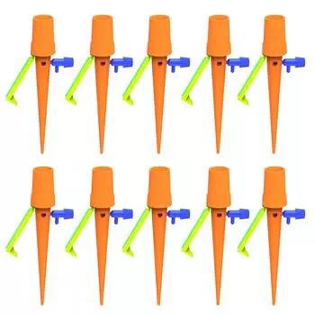 10pcs SelfWatering Spikes Automatic Stakes For Indoor Outdoor Plant With Easy Adjustment Valve Garden Irrigation System оранжевый