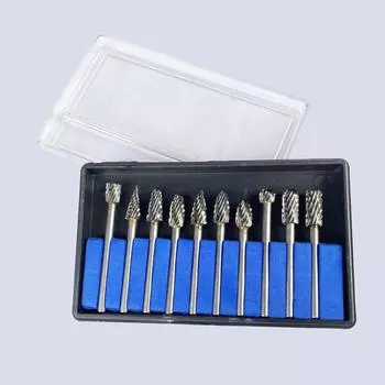 10pcs/set 6mm Shank Rotary File Hard Zinc Zinc Alloy Drill Bit Grinding Head Aluminum Processing 10pcs