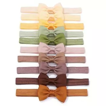 10Pcs/Set Baby Bows Head Band Elastic Ribbon Hair Band Infant Headwear Solid Color Headband Hair Accessories Gifts