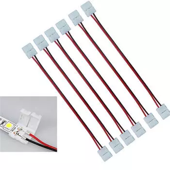 10Pcs/Set Cable 2 Pin Led Strip Connector 3528/5050 Single Color Adapter 10mm разноцветный